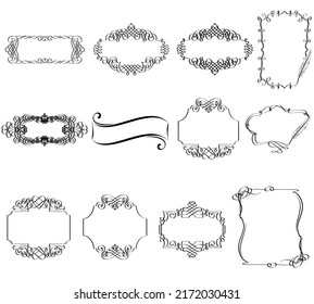 Calligraphic frame set vector graphics