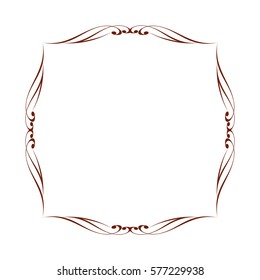 Calligraphic frames .Vintage vector.Well built for easy editing. Brown .Vector illustration.