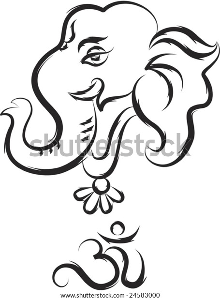 Calligraphic Ganesha Aum Stock Vector (Royalty Free) 24583000