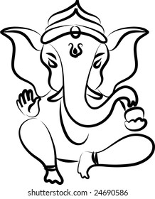 Calligraphic Ganesha - Indian elephant god