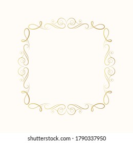 Deslizadores de oro caligráfico para tarjeta de invitación. Marco ornamentado de la viñeta aislada del vector. Borde giratorio dorado vintage dibujado a mano. 