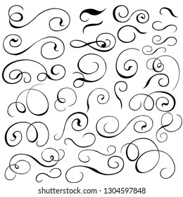 Calligraphic Gothic elegant elements of design and line decoration vintage for artwork. Vector illustration