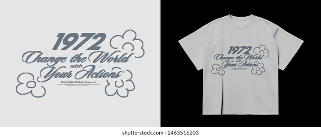 Calligraphic gris streetwear print. Texto motivacional moderno para la ropa, en dos versiones. Vector