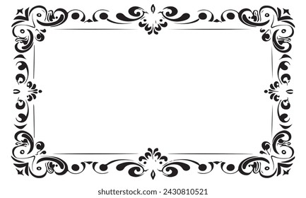 Calligraphic hand drawn doodle floral frame. artistic calligraphy design element.