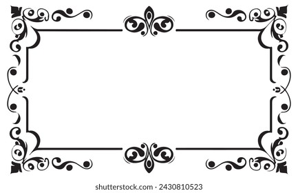 Calligraphic hand drawn doodle floral frame. artistic calligraphy design element.