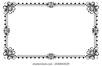 Calligraphic hand drawn doodle floral frame. artistic calligraphy design element.