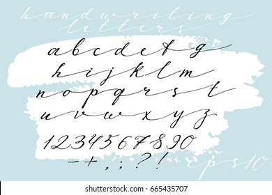 Calligraphic Hand Drawn Font. Handwritten Alphabet In Elegant Brush Style. Modern Script In Vector. Handmade Thin Artistic Letters.