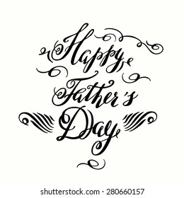 Calligraphic hand drawn watercolor lettering vector poster."Happy father`s day" inscription phrase, inspiration for poster, banner, postcard, motivator or part of your design.