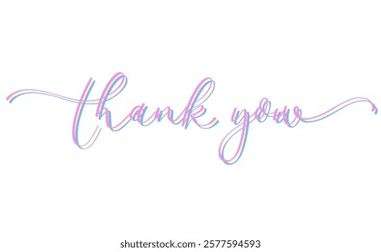 Calligraphic hand lettering of the words "thank you"