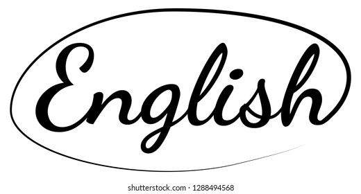 Calligraphic handwriting text word English with stroke, vector word English executed calligraphic handwriting pen
