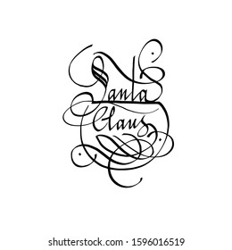 calligraphic handwritten signature of Santa Claus. For letter from Santa Claus, postcard, banner, poster, social media. vector