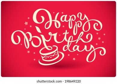 Calligraphic happy birthday greeting card