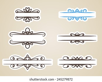 Calligraphic headline frame design element, Vector set