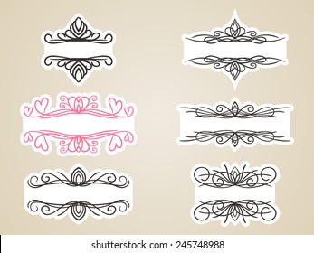 Elemento de diseño de marco de encabezado caligráfico, conjunto de vectores