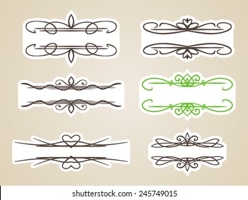 Calligraphic headline frame design element, Vector set