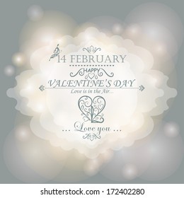 Calligraphic heart on magical lights background