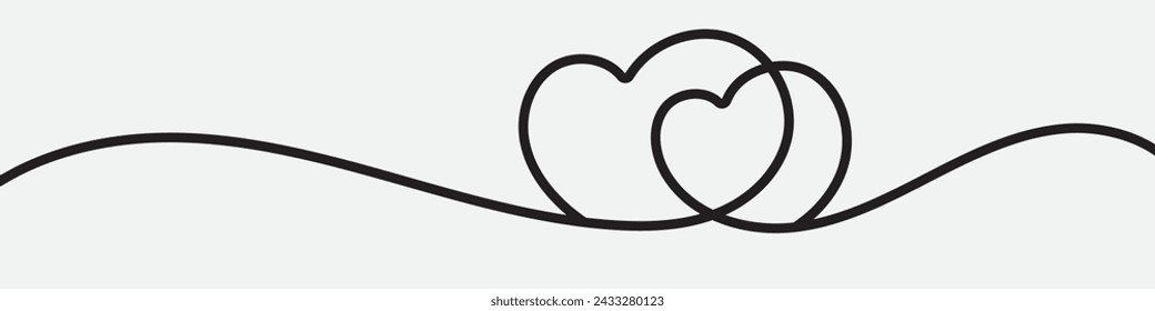 Calligraphic heart shape banner. Line art ribbon. Valentine's Day border on isolated background. vector file.	
