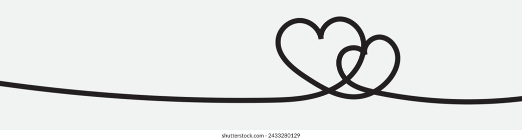 Calligraphic heart shape banner. Line art ribbon. Valentine's Day border on isolated background. vector file.	
