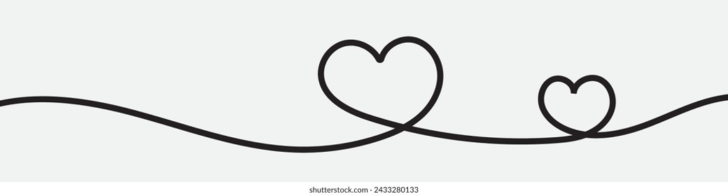 Calligraphic heart shape banner. Line art ribbon. Valentine's Day border on isolated background. vector file.	
