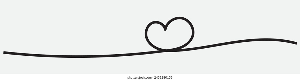 Calligraphic heart shape banner. Line art ribbon. Valentine's Day border on isolated background. vector file.	
