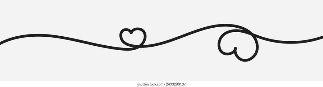 Calligraphic heart shape banner. Line art ribbon. Valentine's Day border on isolated background. vector file.	
