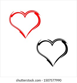 Calligraphic Heart Shape Vector Art Illustration