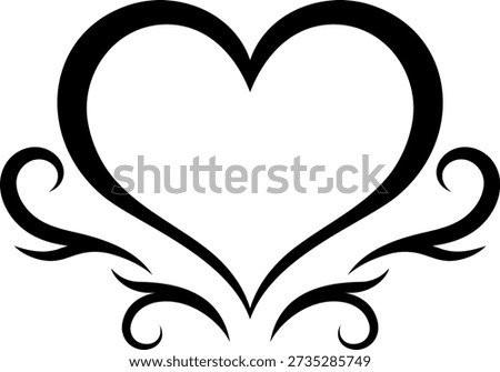 Calligraphic heart symbol isolated vector icon