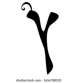 Calligraphic Hebrew alphabet with crowns. Decorative font. Letters hand draw. Vector illustration on isolated background