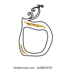 Calligraphic Hebrew alphabet with crowns. Decorative font golden. Letters hand draw gold. Vector illustration on isolated background