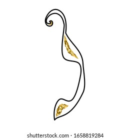 Calligraphic Hebrew alphabet with crowns. Decorative font golden. Letters hand draw gold. Vector illustration on isolated background