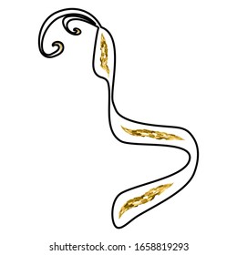 Calligraphic Hebrew alphabet with crowns. Decorative font golden. Letters hand draw gold. Vector illustration on isolated background