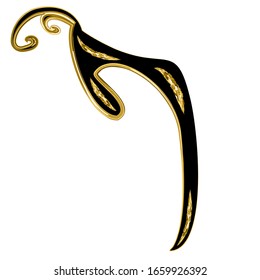 Calligraphic Hebrew alphabet with crowns. Decorative font golden. Letters hand draw gold. Vector illustration on isolated background