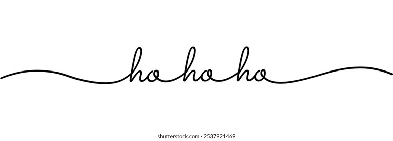 Calligraphic ho ho ho (santa's laugh) text in ballpoint pen style isolated on white background. Santa's laugh in cursive text with small caps. Vector Illustration. EPS 10.