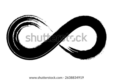 Calligraphic infinity symbol. Motif of a lying eight, created with a single brushstroke. Zen-like representation of an infinity loop, the lucky number eight, and the mathematical symbol for infinity.