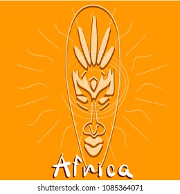Calligraphic inscription Africa. Colored Vector illustration. African motifs