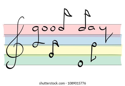 Calligraphic inscription. Good day. Colored Vector illustration