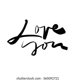 Calligraphic inscription. Love. Valentine's Day. Greeting card.