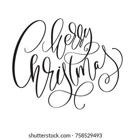 Calligraphic inscription Merry Christmas with flourish. Vector illustration.