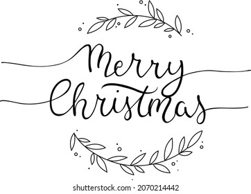 A calligraphic inscription wishing a Merry Christmas. Framed text. Vector graphics. Drawing of lines.