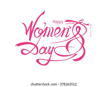 Calligraphic inscription Women's Day on 8 March. 