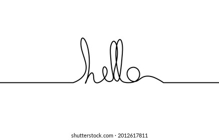 Calligraphic inscription of word "hello" as continuous line drawing on white  background. Vector
