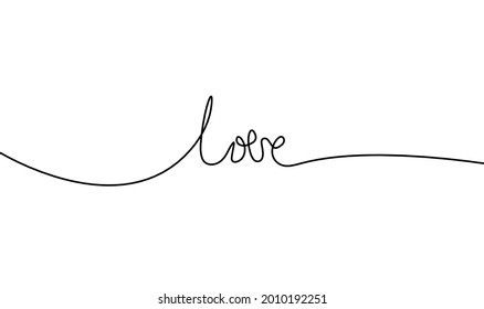 Calligraphic inscription of word "love" as continuous line drawing on white  background. Vector