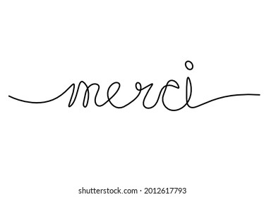 Calligraphic Inscription Word Merci Continuous Line Stock Vector ...