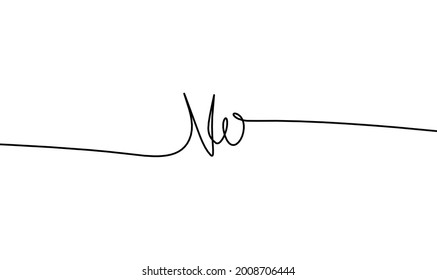 Calligraphic inscription of word "no" as continuous line drawing on white background. Vector