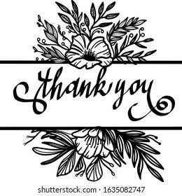 Calligraphic inscription with the words "Thank you" of scratch style. Sketch engraving vector illustration. Scratch board style imitation. Black and white hand drawn image.