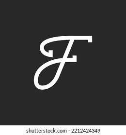 Calligraphic italic letter F logo initial monogram, handwritten creative script font letter for identity.