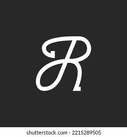 Calligraphic italic letter R initial logo monogram, handwritten cursive letter for boutique emblem, smooth elegant lines art.