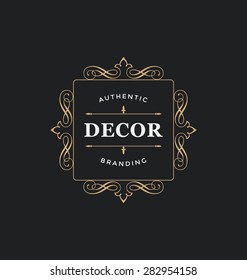 Calligraphic Label Design Template - Classic Ornamental Style. Elegant luxury frame with typography - Ideal logo for restaurant, hotel, cafe and other businesses with classic corporate identity visual
