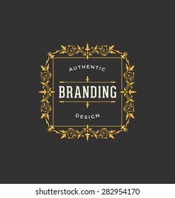 Calligraphic Label Design Template - Classic Ornamental Style. Elegant luxury frame with typography - Ideal logo for restaurant, hotel, cafe and other businesses with classic corporate identity visual