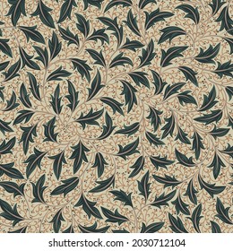 Calligraphic leaves and weaves in a classic style on a light background